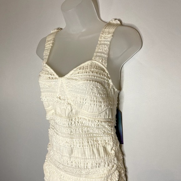 NWT Show Me Your Mumu Boho Lace Bodycon Dress White Cream Color Size Small - Picture 2 of 6